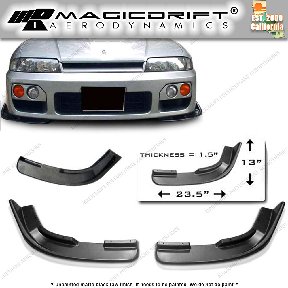 Universal Front Bumper Lip Chin Splitter Canard Diffuser Unpainted Black