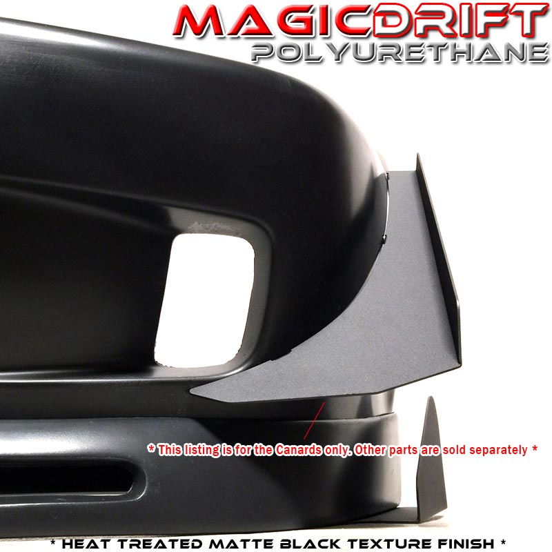 UNIVERSAL FRONT BUMPER ALUMINUM CANARD SPLITTER PANEL DIFFUSER WINGS BLACK