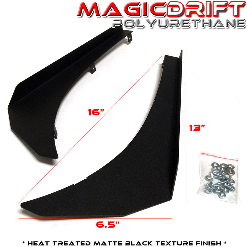 UNIVERSAL FRONT BUMPER ALUMINUM CANARD SPLITTER PANEL DIFFUSER WINGS BLACK