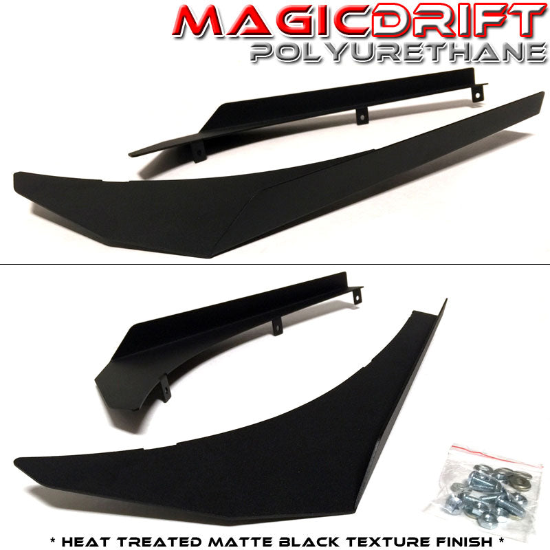 UNIVERSAL FRONT BUMPER ALUMINUM CANARD SPLITTER PANEL DIFFUSER WINGS BLACK