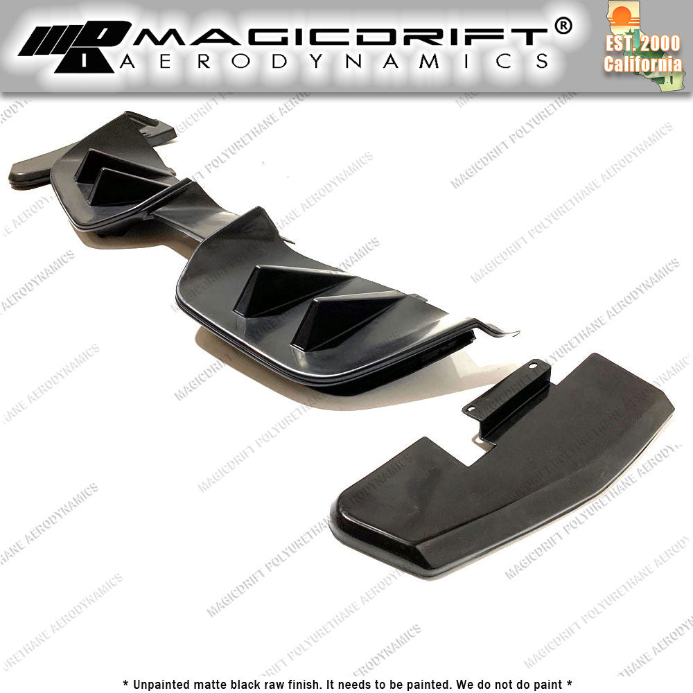 15-17 Ford Mustang 4-Fin Rear Bumper Diffuser w/ Side Valance 3 pcs Kit (Premium Packages only)