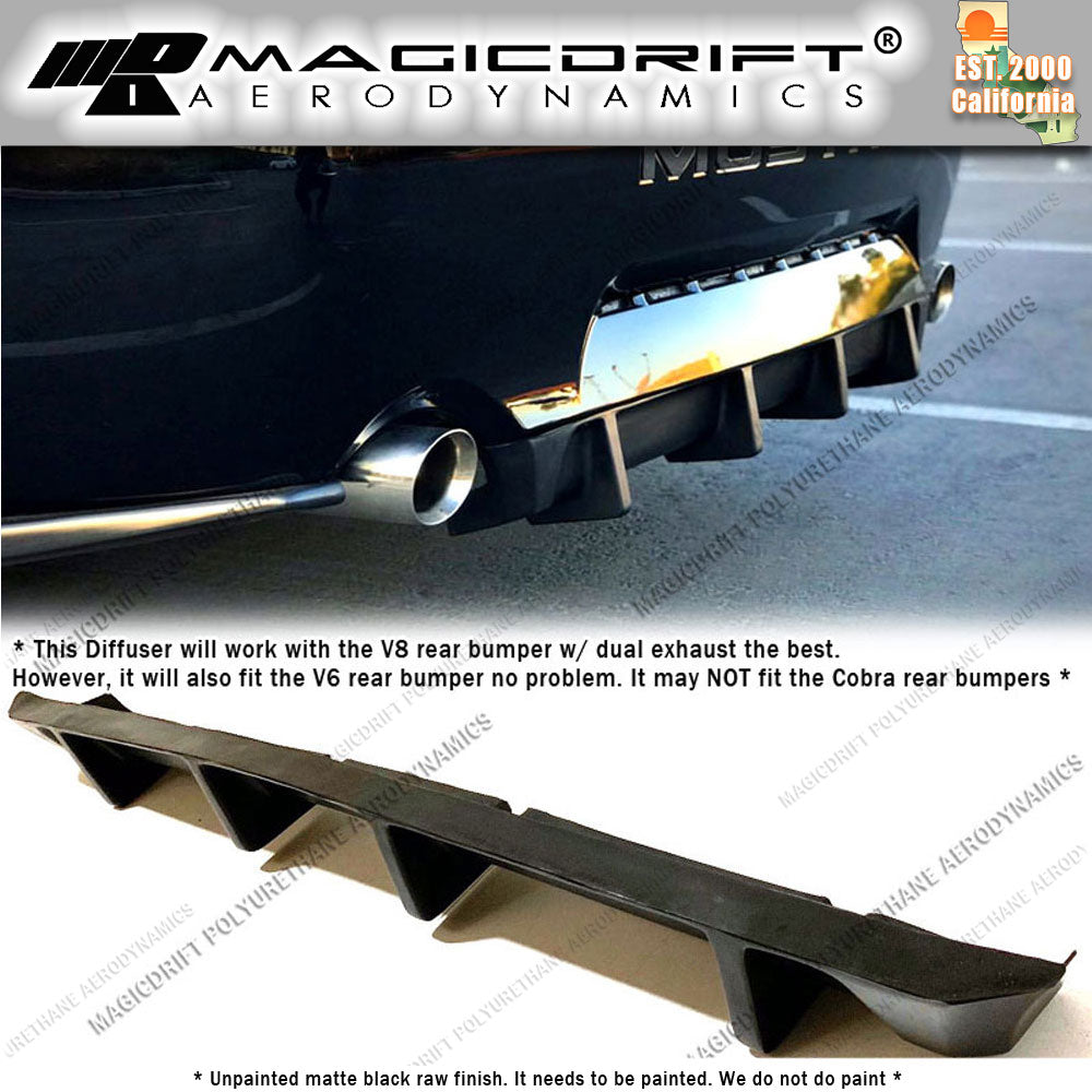 99-04 Ford Mustang MDA Style Rear Bumper Center Lower 4-Fin Diffuser Lip