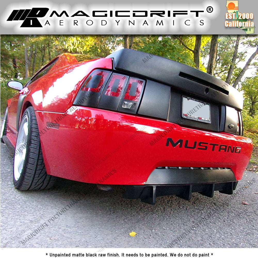 99-04 Ford Mustang MDA Style Rear Bumper Center Lower 4-Fin Diffuser Lip
