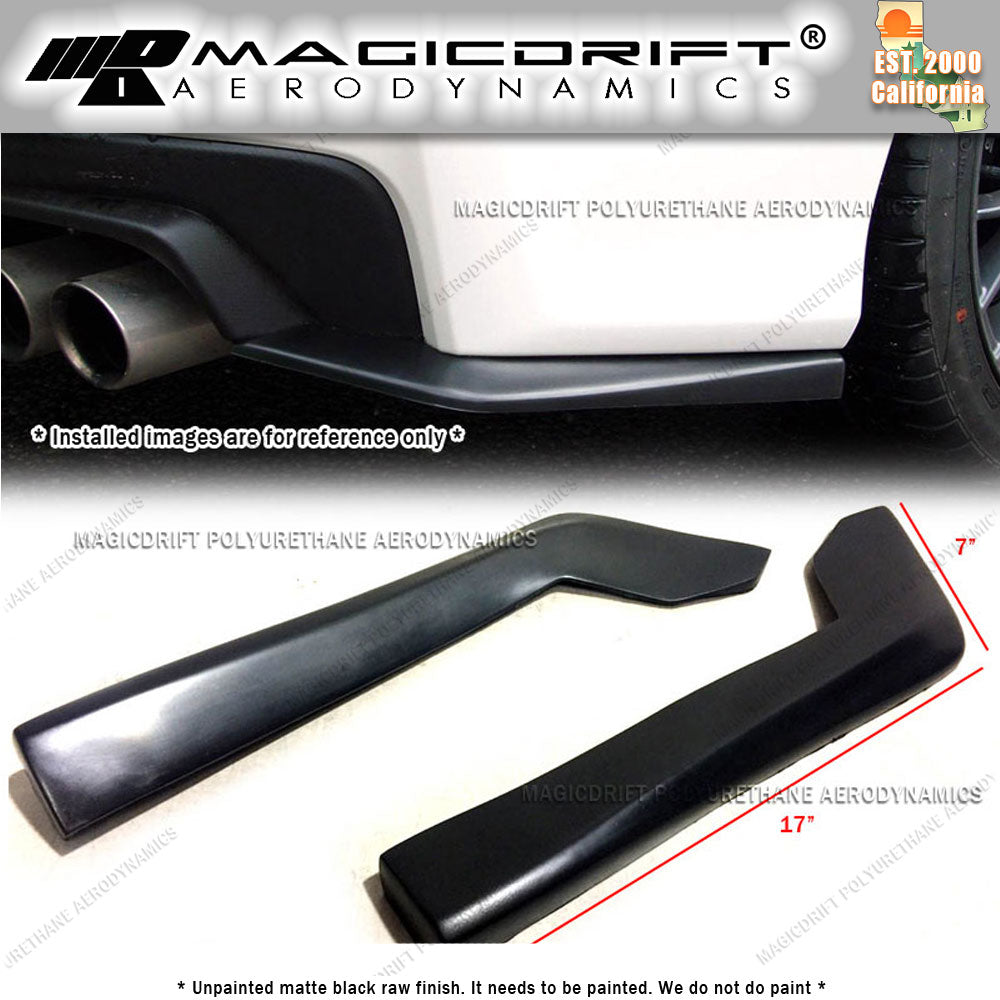 Universal Fit 17" x 7" Black Rear Bumper Sides Extension Splitter Wing Lips