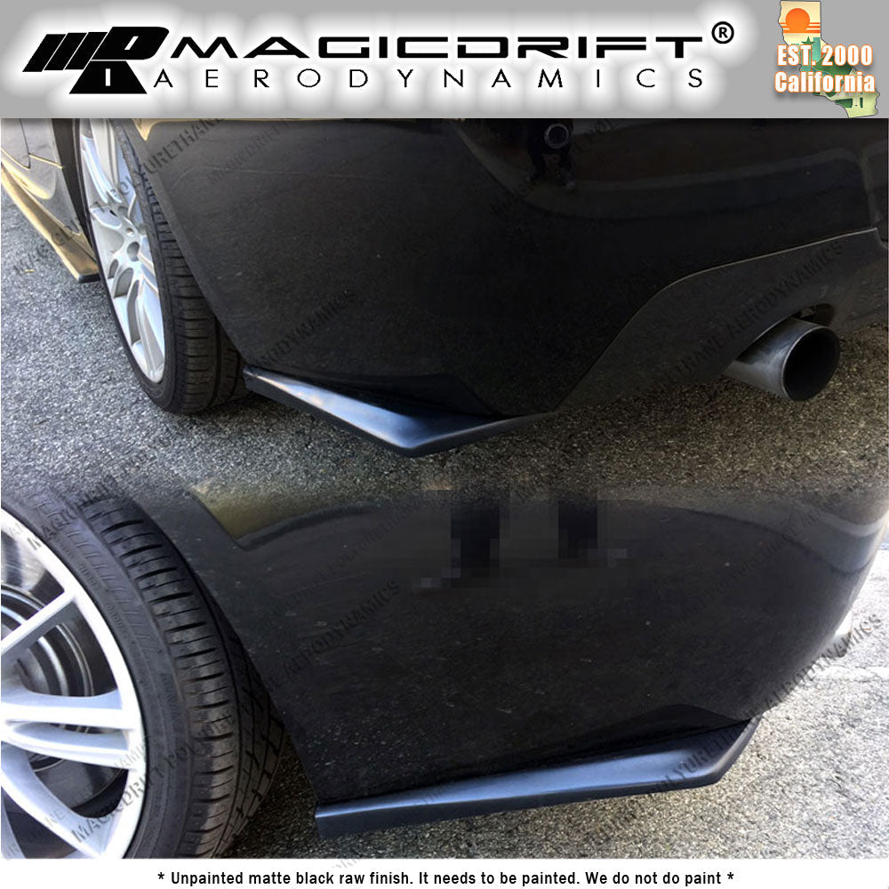 Universal Fit 17" x 7" Black Rear Bumper Sides Extension Splitter Wing Lips