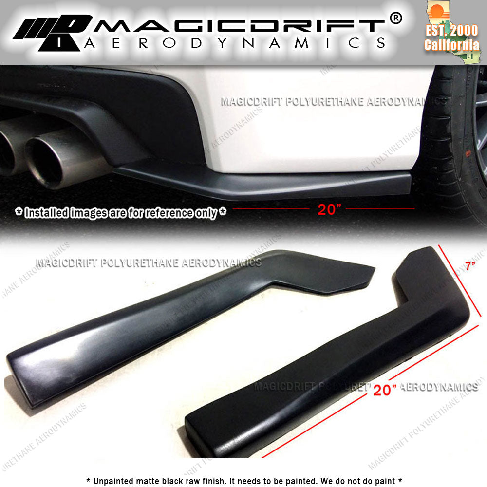 Universal Fit 20" x 7" Black Rear Bumper Sides Extension Splitter Wing Lips