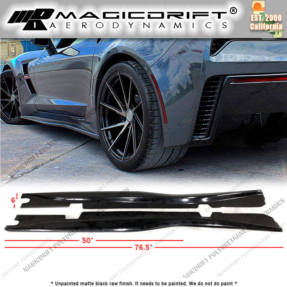 14-19 Chevy Corvette C7 Z06 Grand Sport Style Side Skirt Rocker Panel Extension Lips