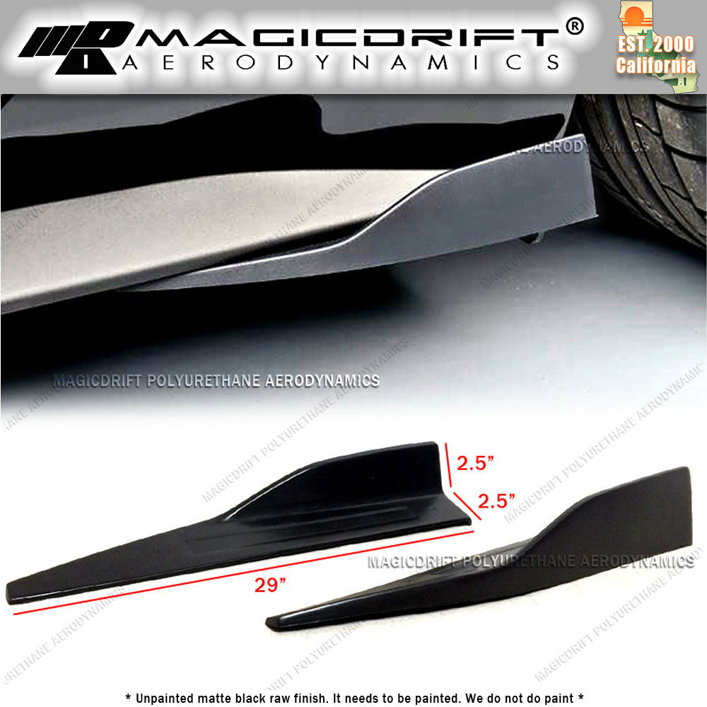 Universal Fit 29" Long 2.5" Tall Black Side Skirt Rocker Splitters Winglet Wings