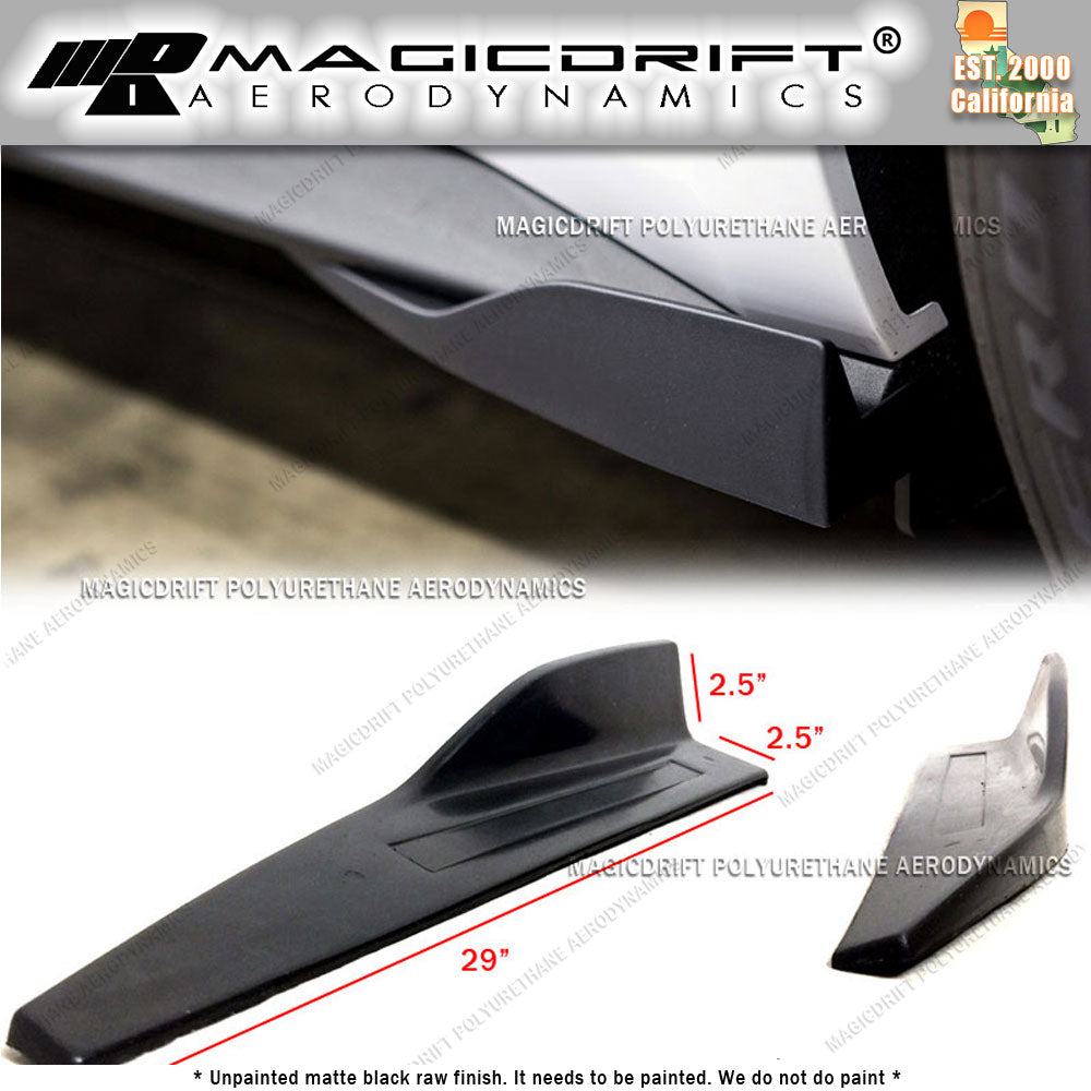 Universal Fit 29" Long 2.5" Tall Black Side Skirt Rocker Splitters Winglet Wings