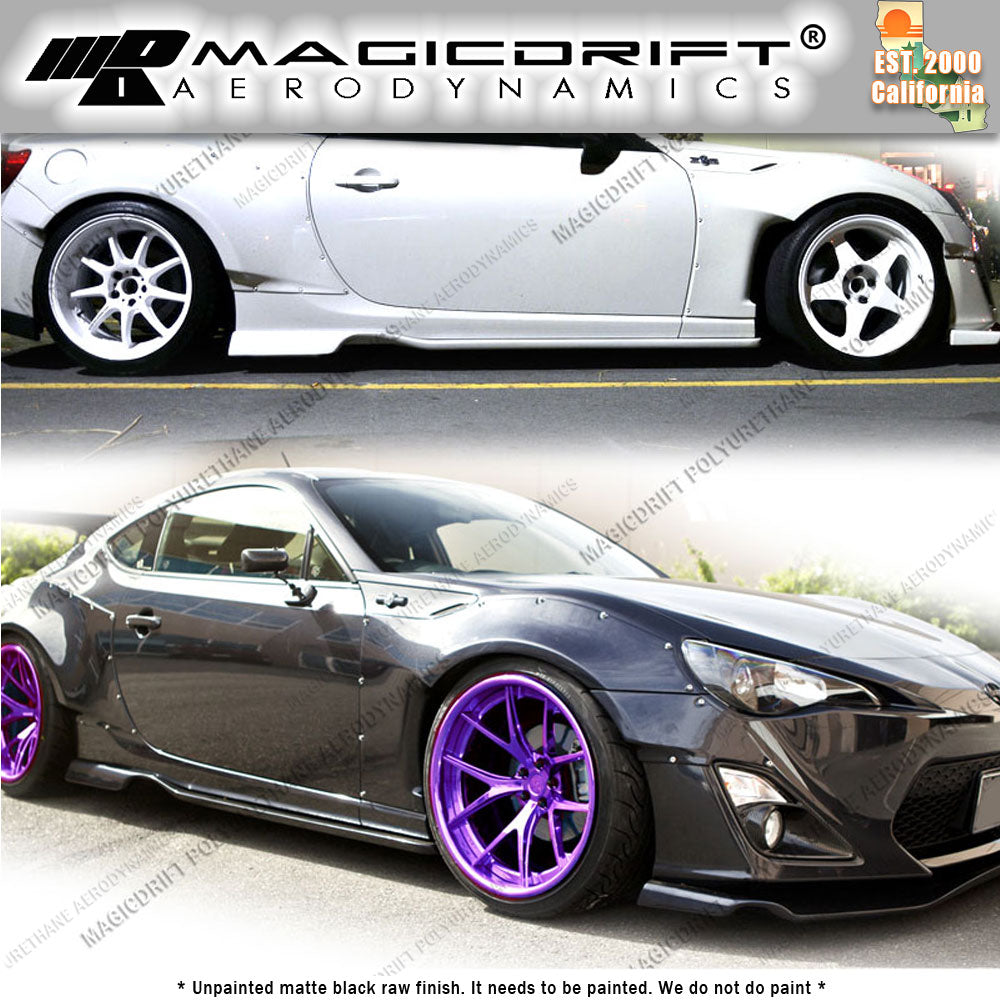 Universal Fit 73" x 6" Universal Fit JDM GR RB Style Side Rocker Skirts Extensions Lip Winglet