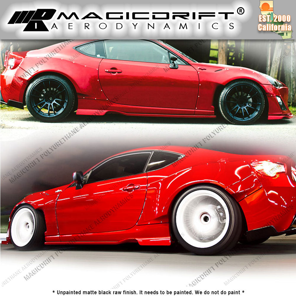 Universal Fit 73" x 6" Universal Fit JDM GR RB Style Side Rocker Skirts Extensions Lip Winglet