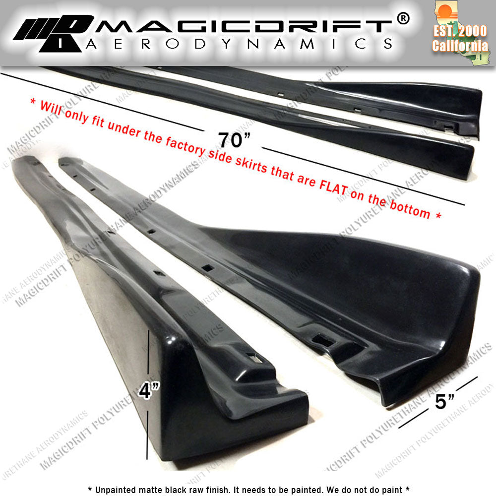 Universal Fit 70" L x 5" W Universal Bottom Line CS Style Side Skirt Extension Lip Splitters