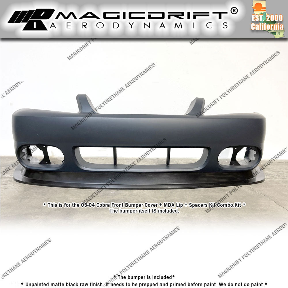 99-04 Ford Mustang MDA Lip + Cobra Style Front Bumper Cover Replacement
