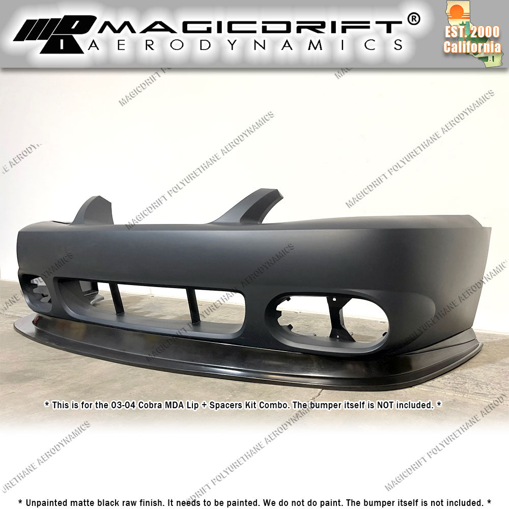 03-04 Ford Mustang Cobra Only - MDA Style Front Bumper Chin Spoiler Lip w/ Side Spacers