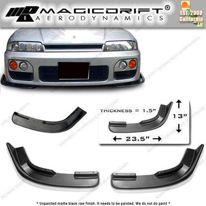 Universal Front Bumper Lip Chin Splitter Canard Diffuser Unpainted Black