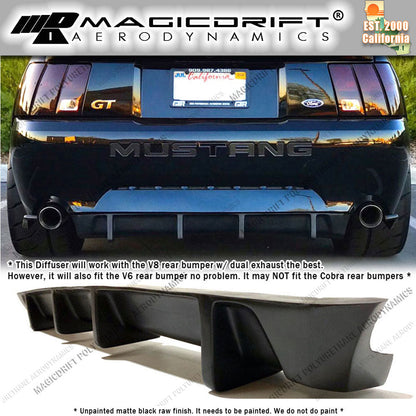 99-04 Ford Mustang MDA Style Rear Bumper Center Lower 4-Fin Diffuser Lip