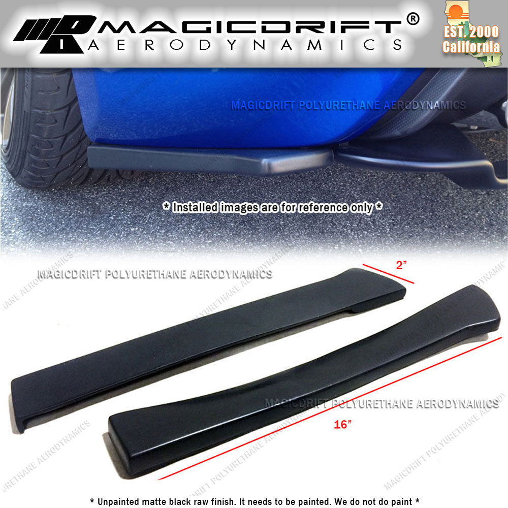 Universal Fit 16" Long Black Rear Bumper Sides Extension Splitter Wing Lips